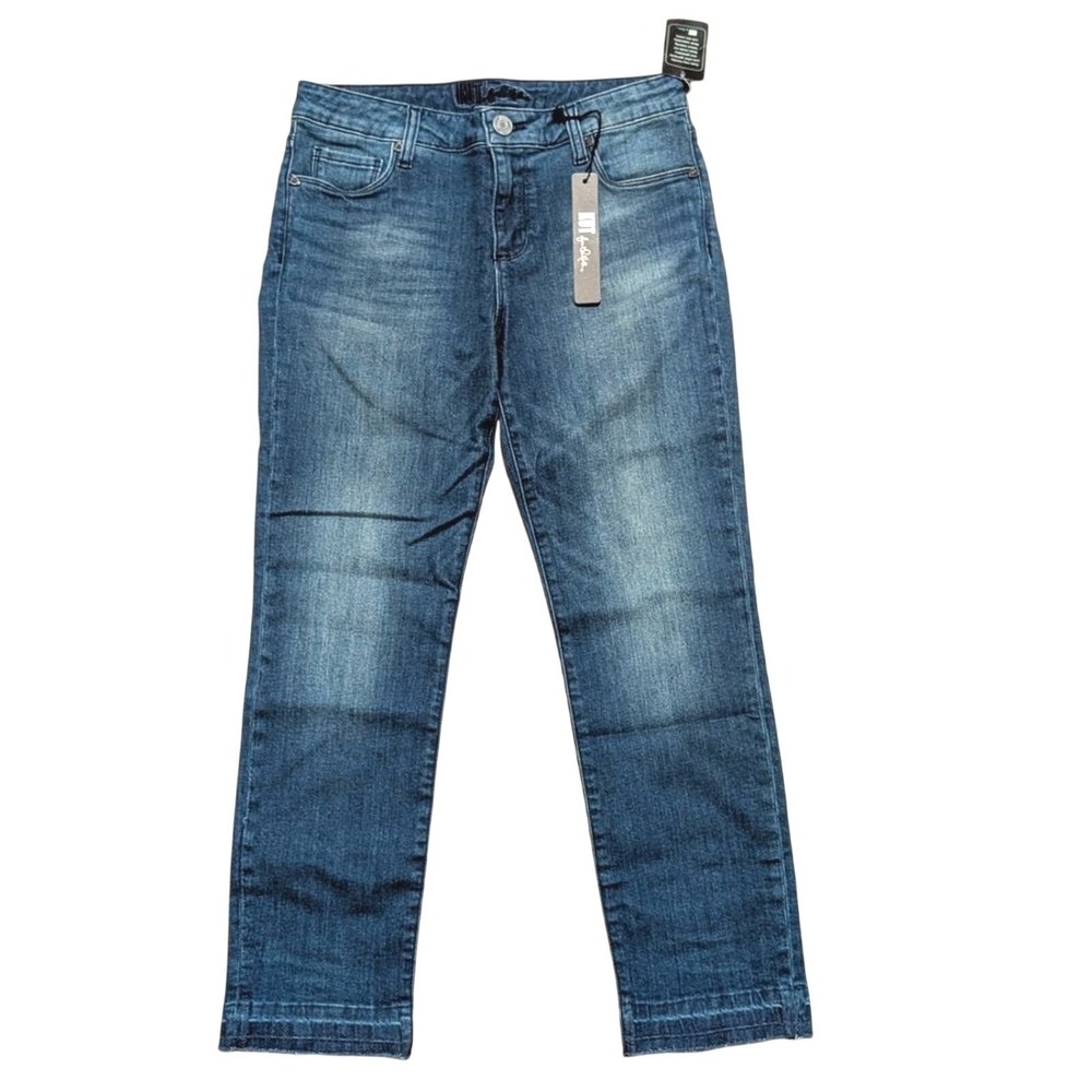 KUT From The Kloth Jeans Womens 6 Slim Skinny Leg Stretch Faded Denim Raw Hem